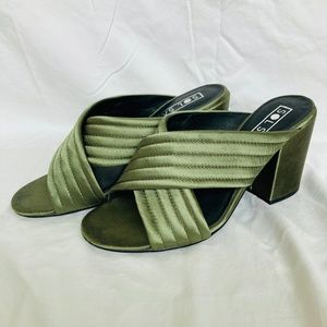 Sol Sana Green Satin Mules Women’s Size 38 or 7.5